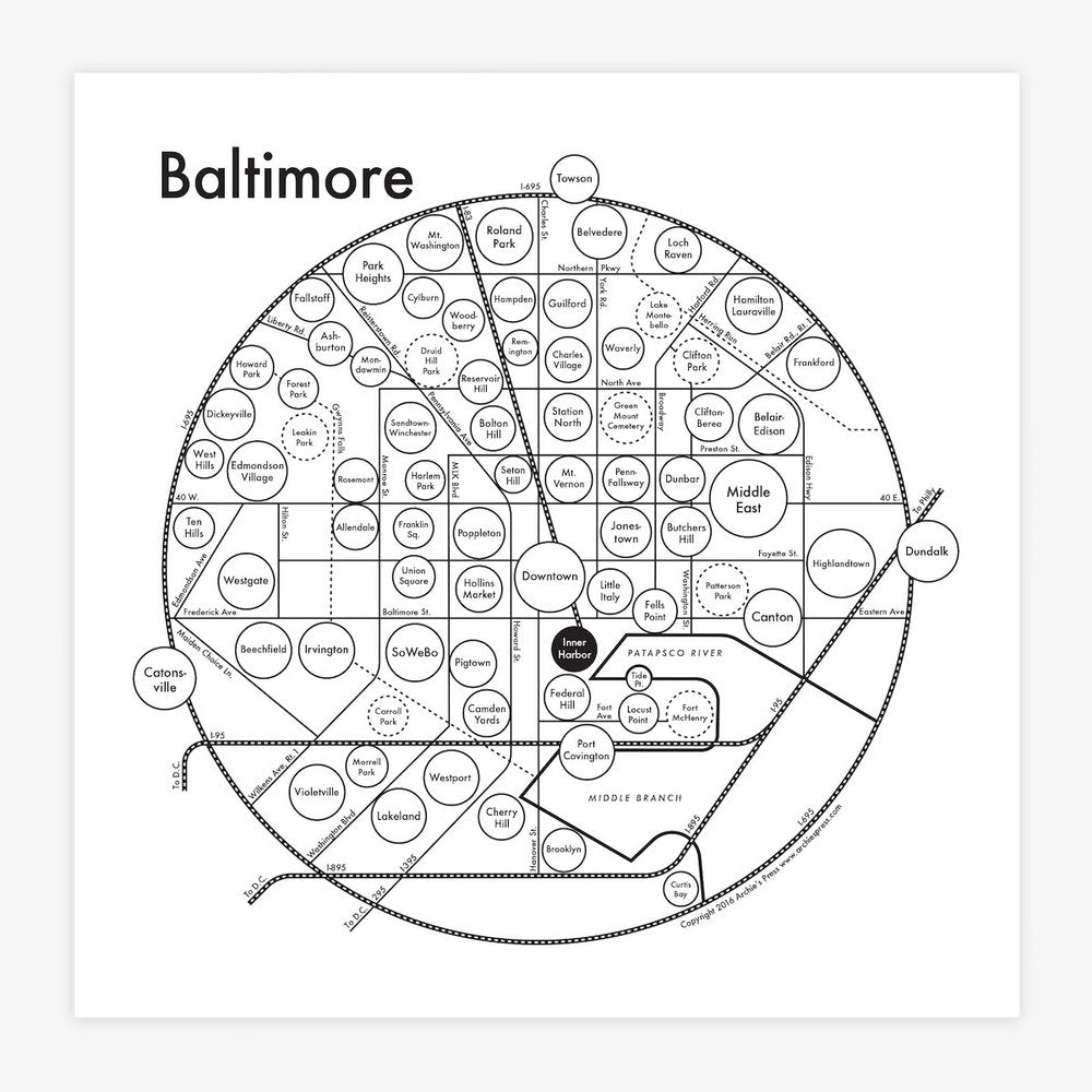 Baltimore Map Print Archie S Press