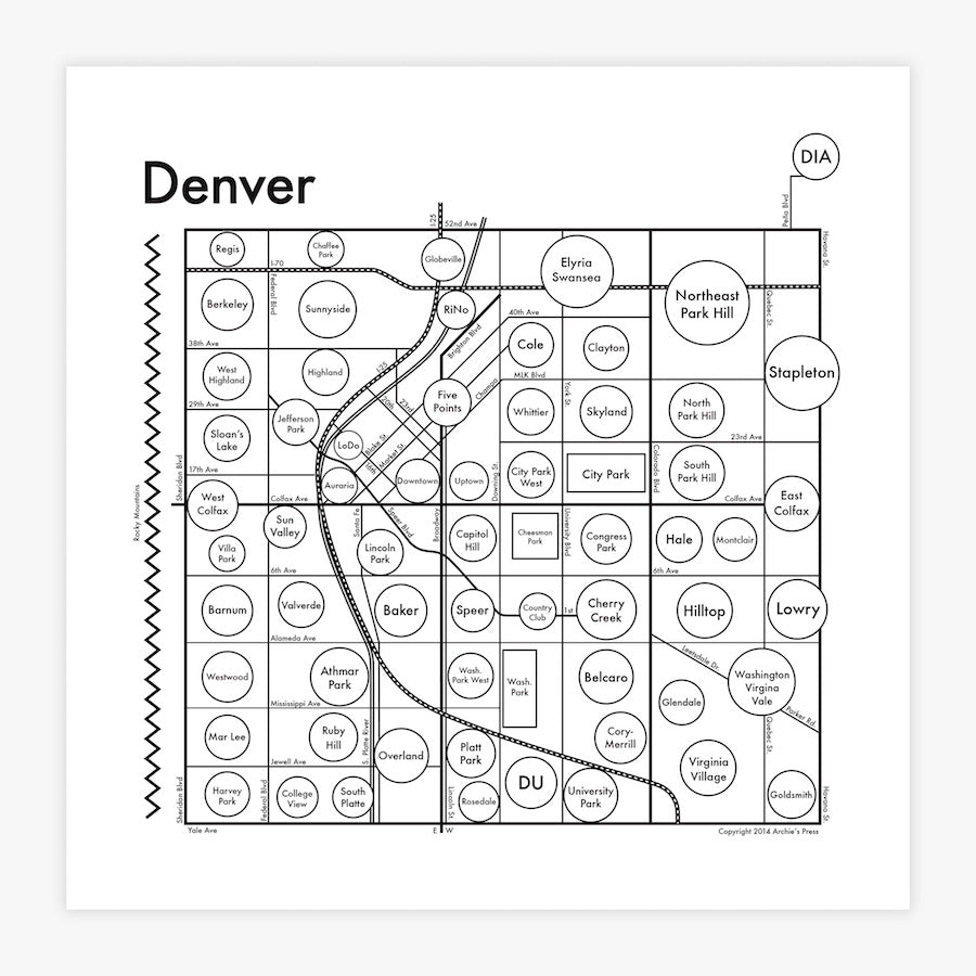 Denver Map Print Archie S Press