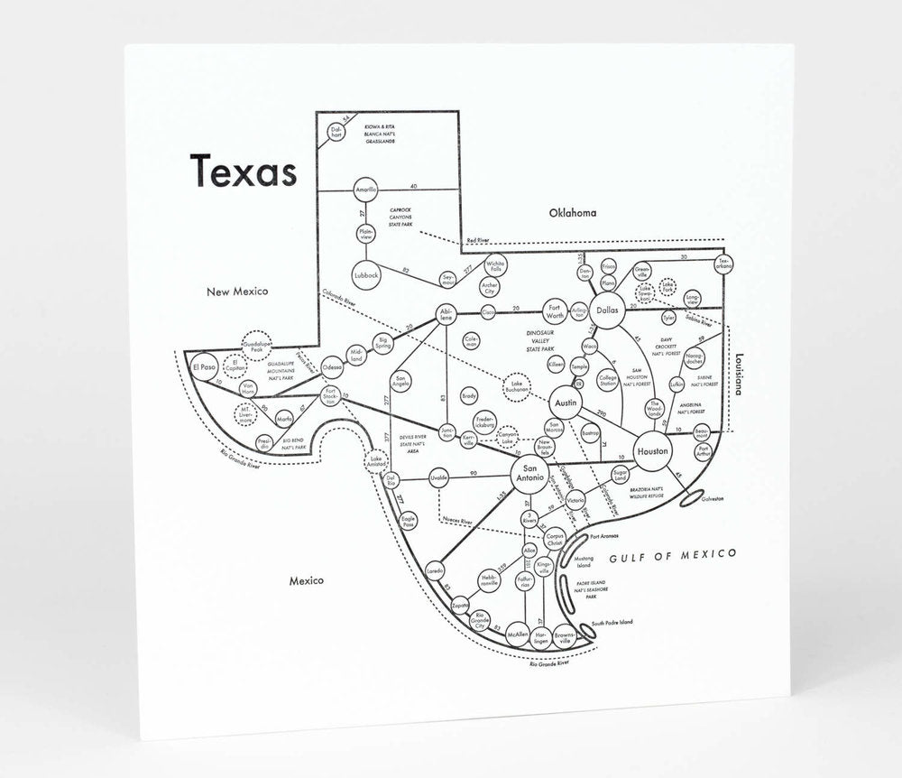 Texas Map Print Archie S Press