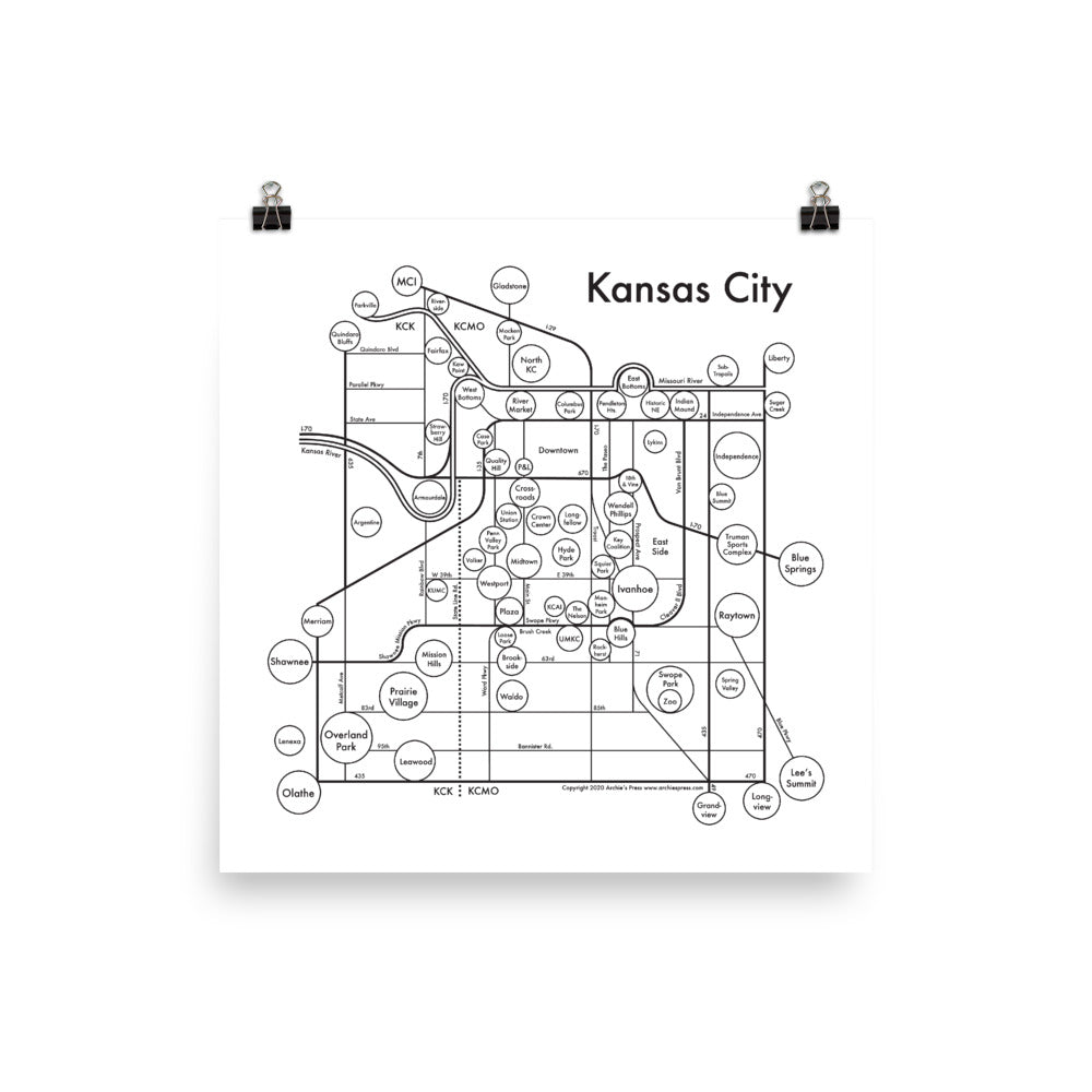 Kansas City Map Print Archie's Press
