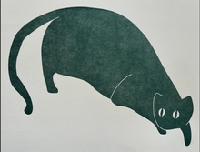 Green Cat by Archie Risograph Print