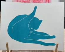Teal Cat by Archie Risograph Print