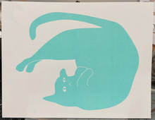 Turquoise Cat by Archie Risograph Print