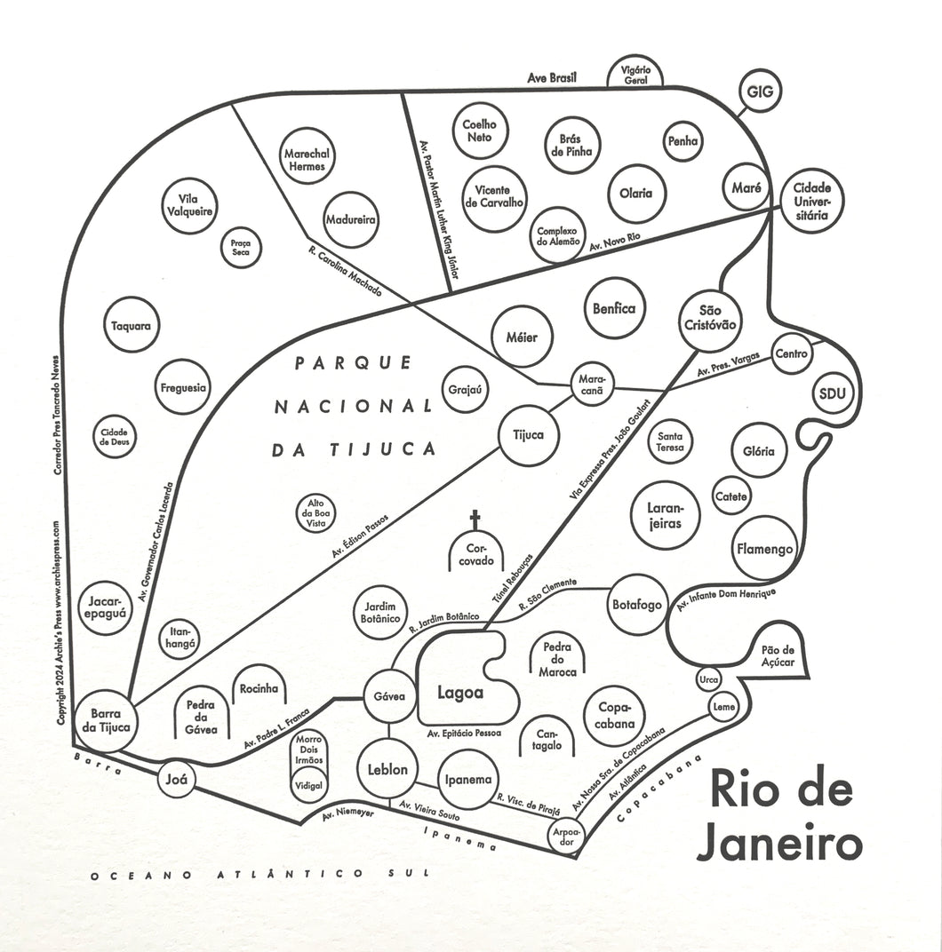 Rio de Janeiro Letterpress Print