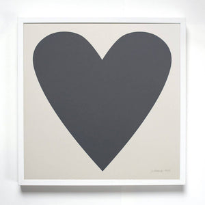 Banquet Workshop - Soft Black Heart Screen Print on Dove Grey Paper