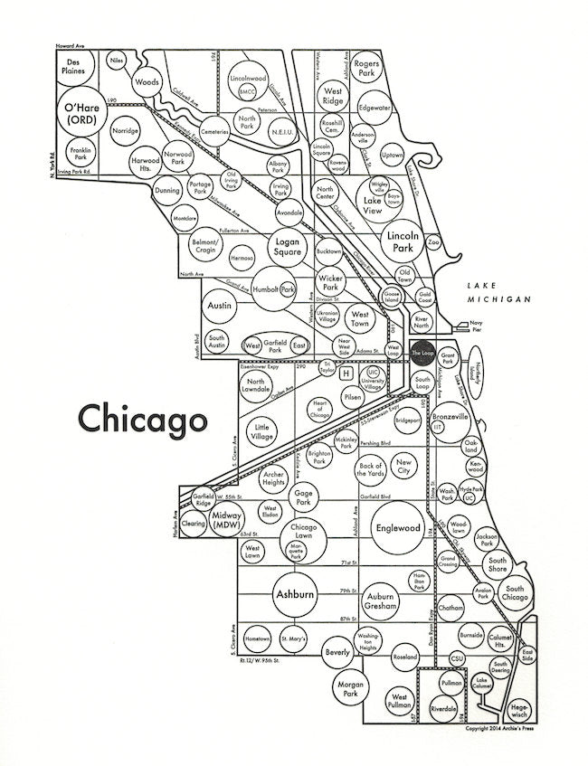 Chicago Map Print – Archie's Press for Free Printable Map Of Chicago