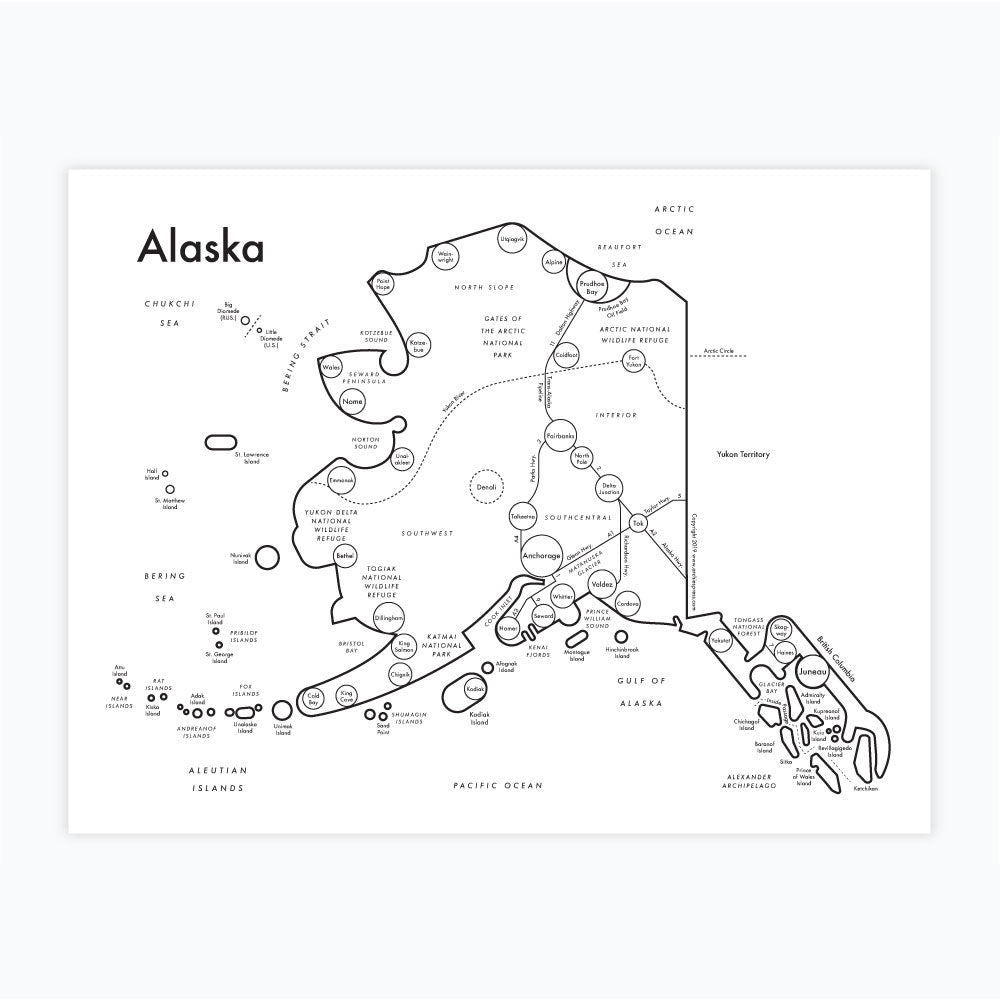 Alaska Map Print Archie S Press