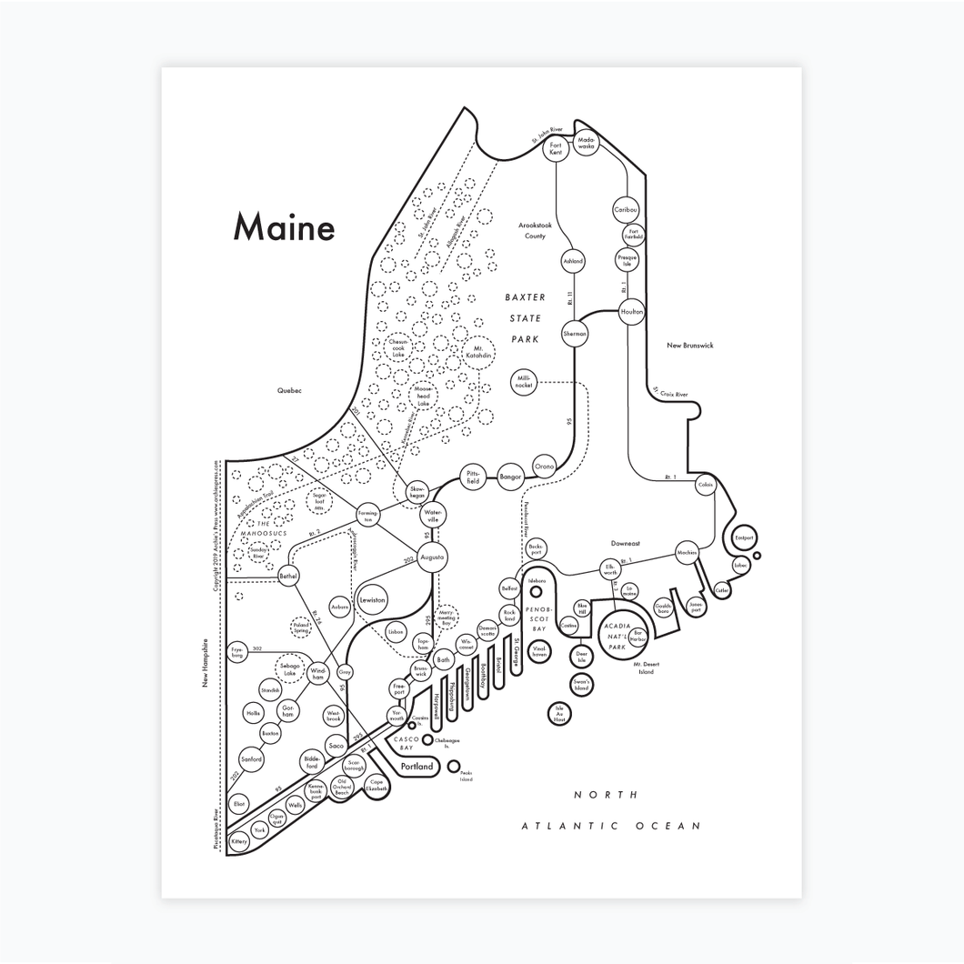 Maine Map Print