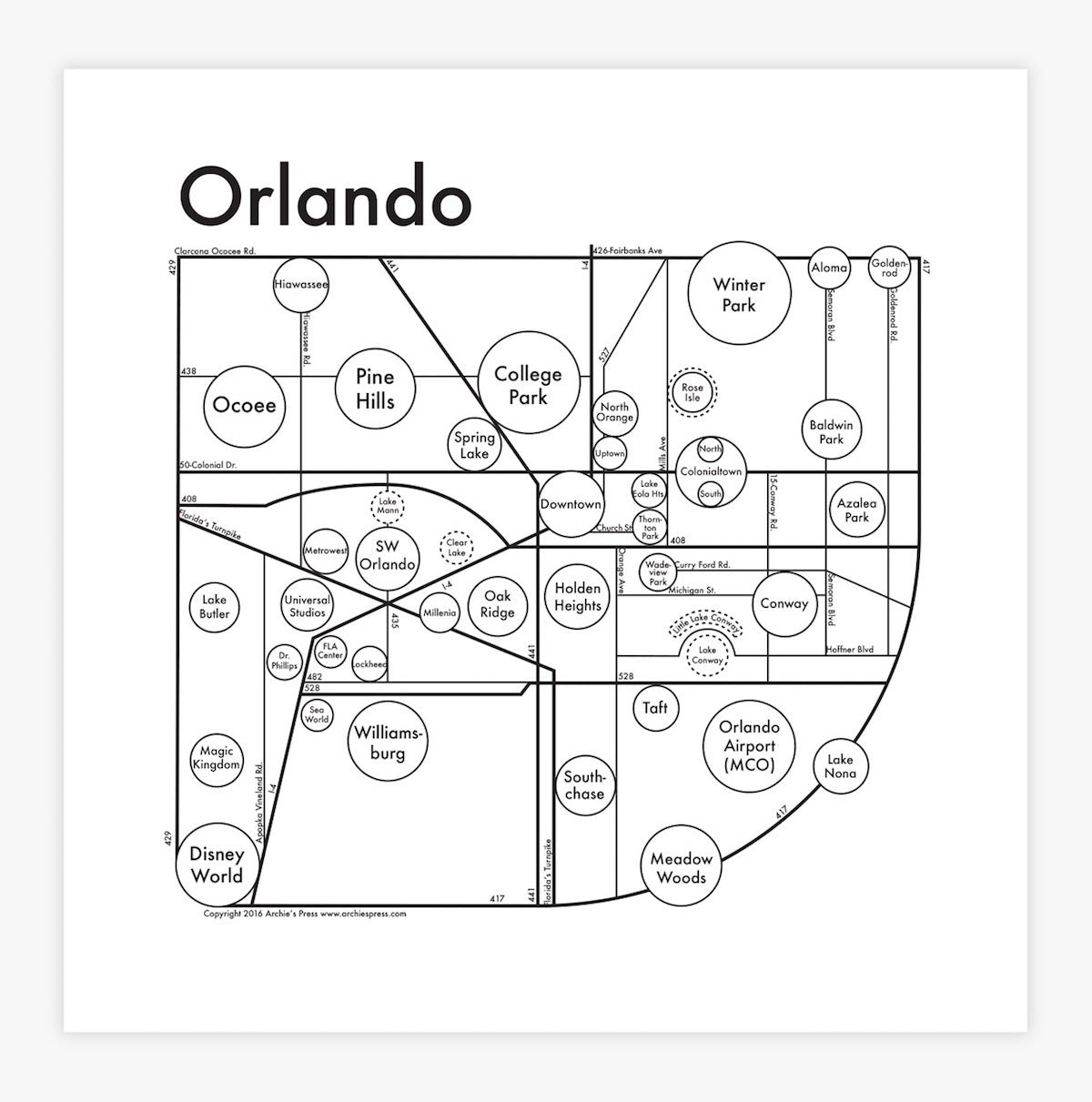 Orlando Map Print Archie S Press
