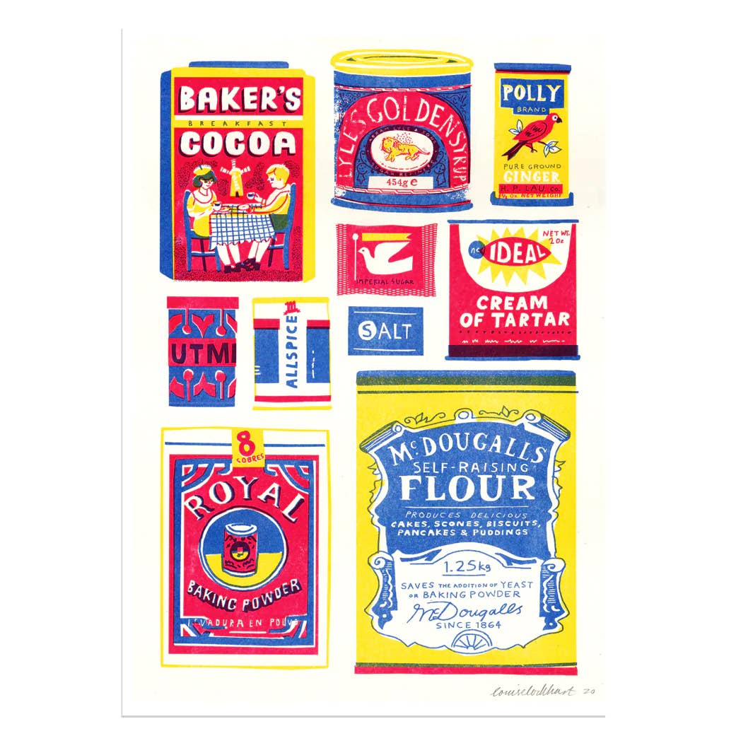 The Printed Peanut - Baking Collection A3 Risograph Art Print